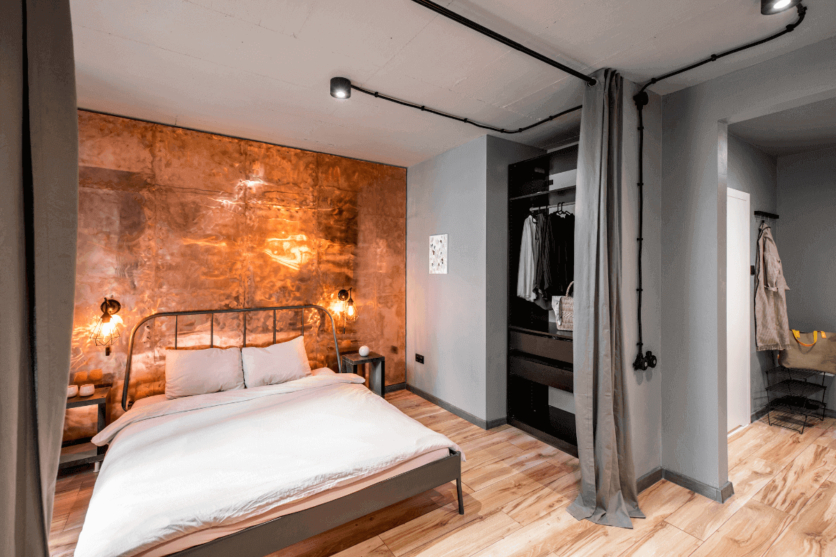 camera da letto stile industriale