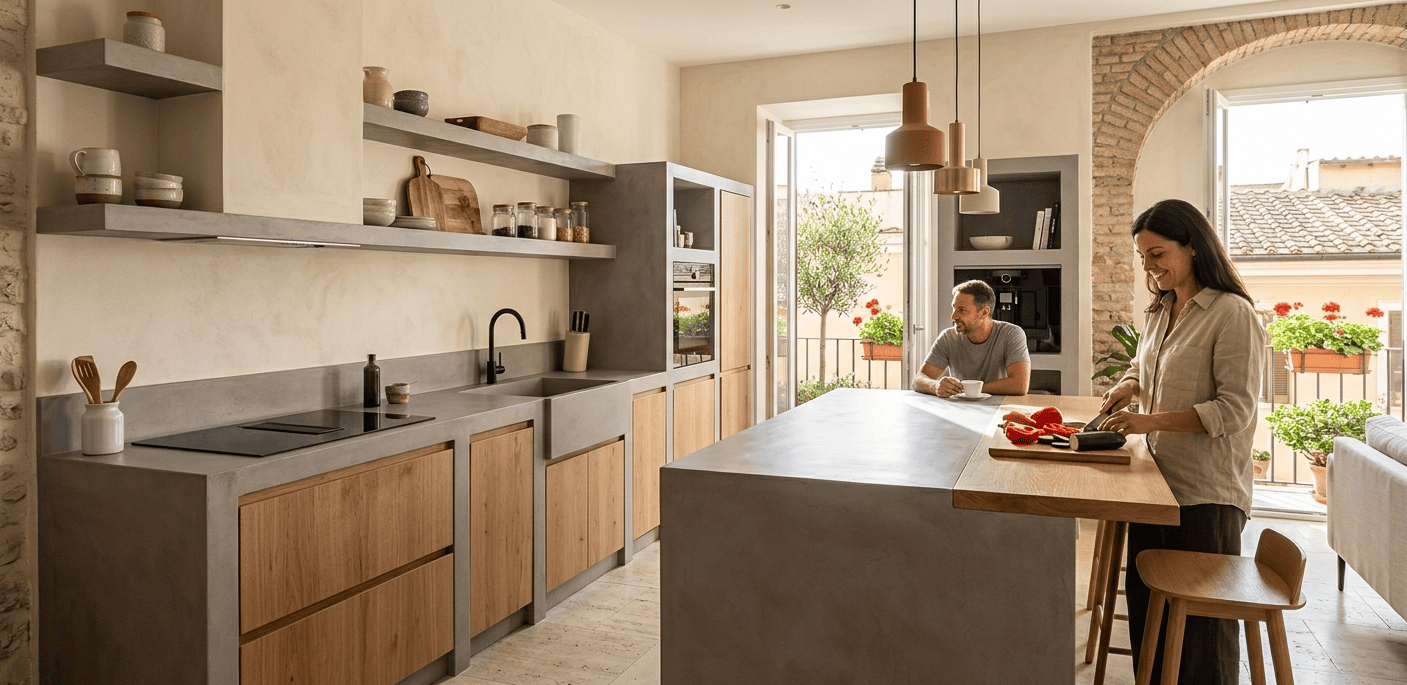 cucina in muratura moderna